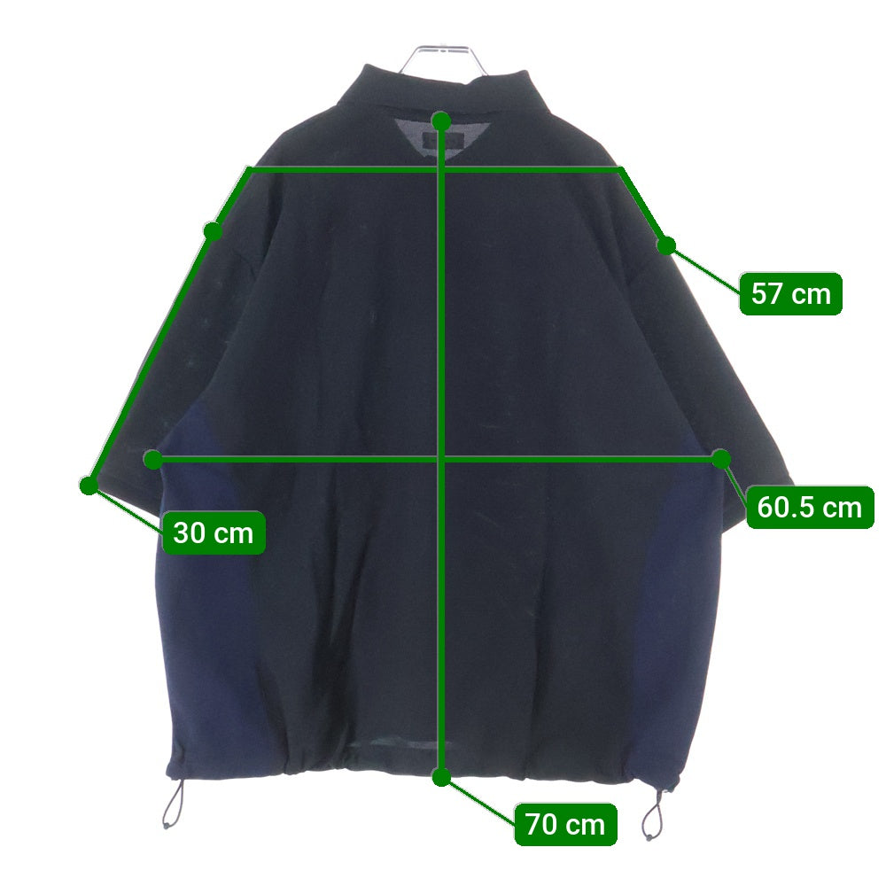 CLESSTE(クレスト) オーバーサイズ ドローコード付き 半袖ポロシャツ ブラック CLS-SH-2405