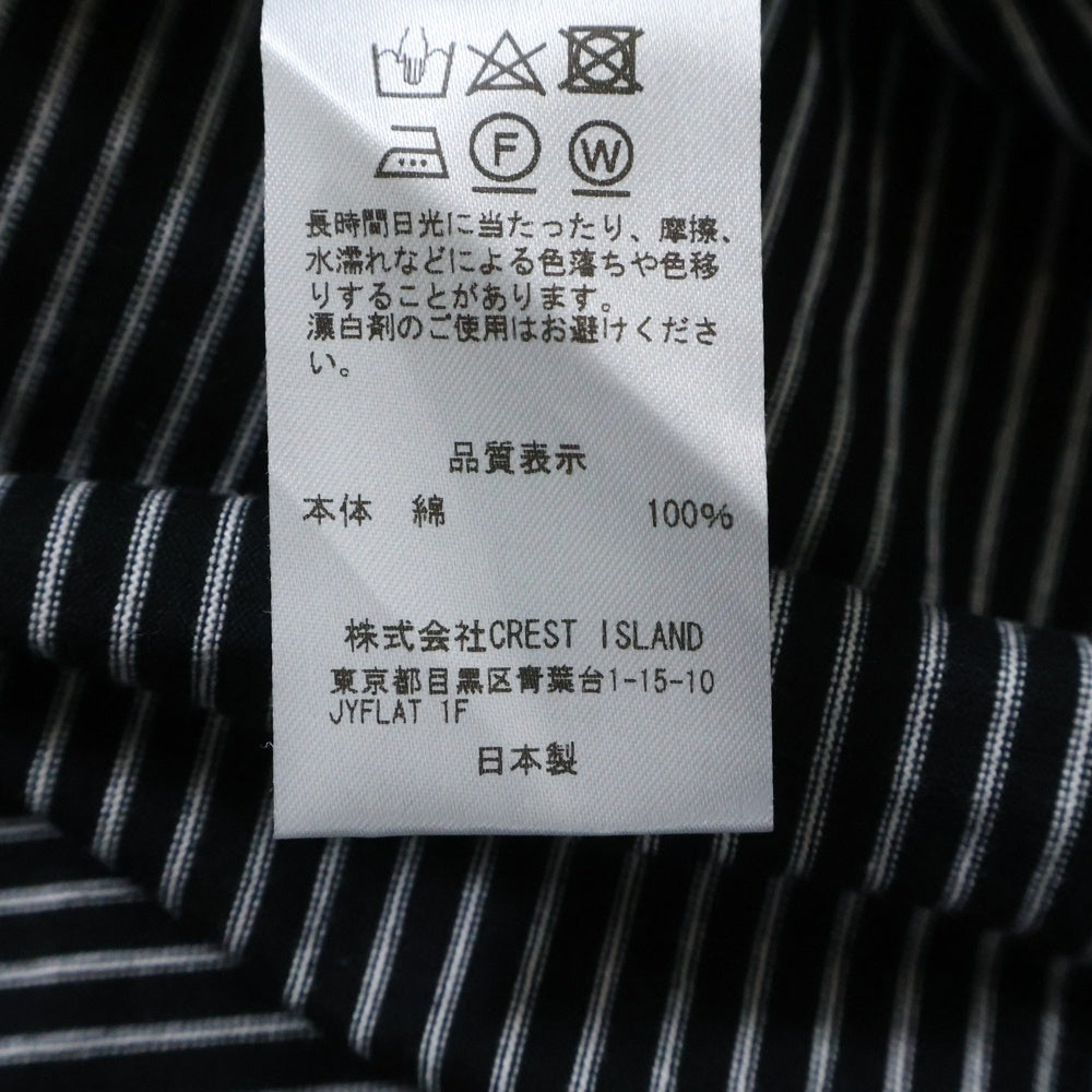 CLESSTE(クレスト) ストライプ柄 オーバーサイズ 長袖ポロシャツ ブラック CLE-TE-2404