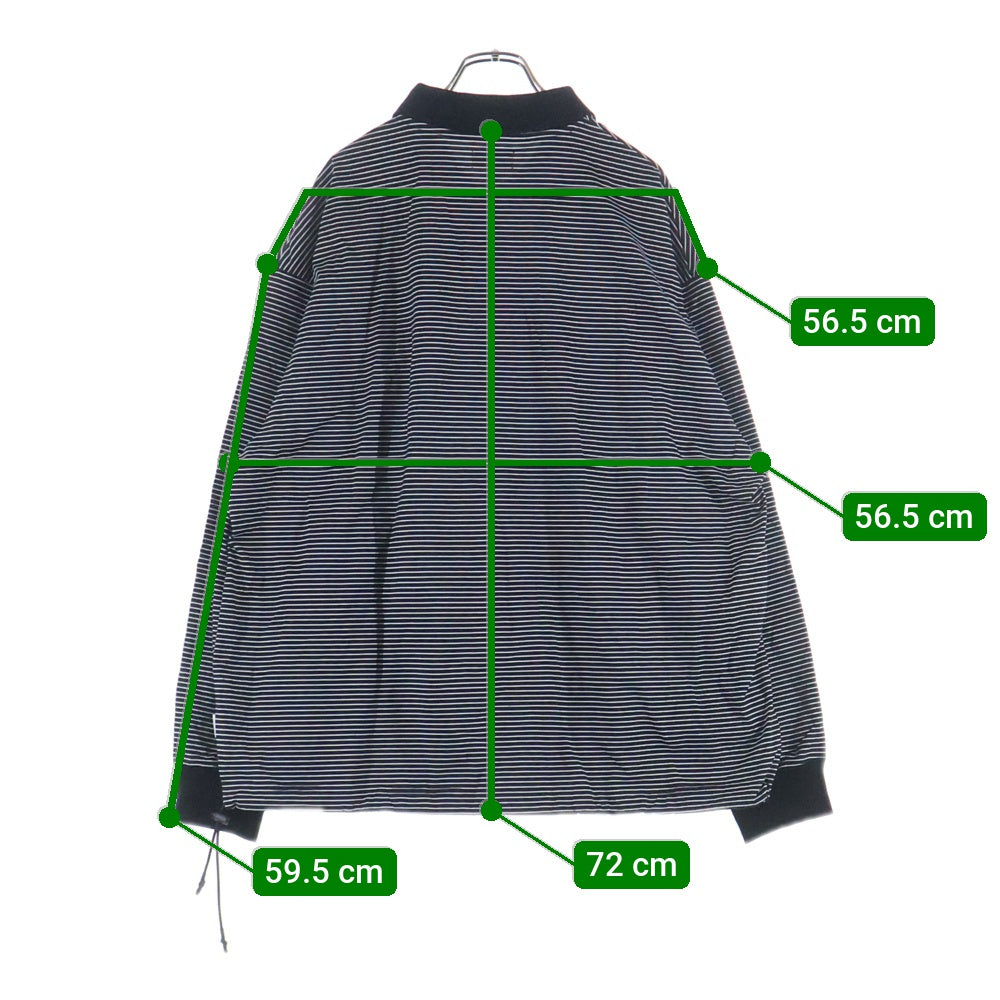 CLESSTE(クレスト) ストライプ柄 オーバーサイズ 長袖ポロシャツ ブラック CLE-TE-2404