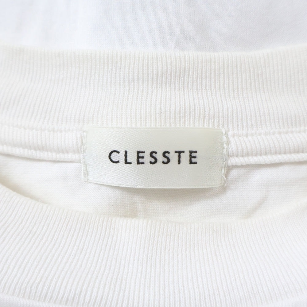 CLESSTE(クレスト) デザインプリント クルーネック 長袖Tシャツ カットソー ホワイト CLE-TE-2305