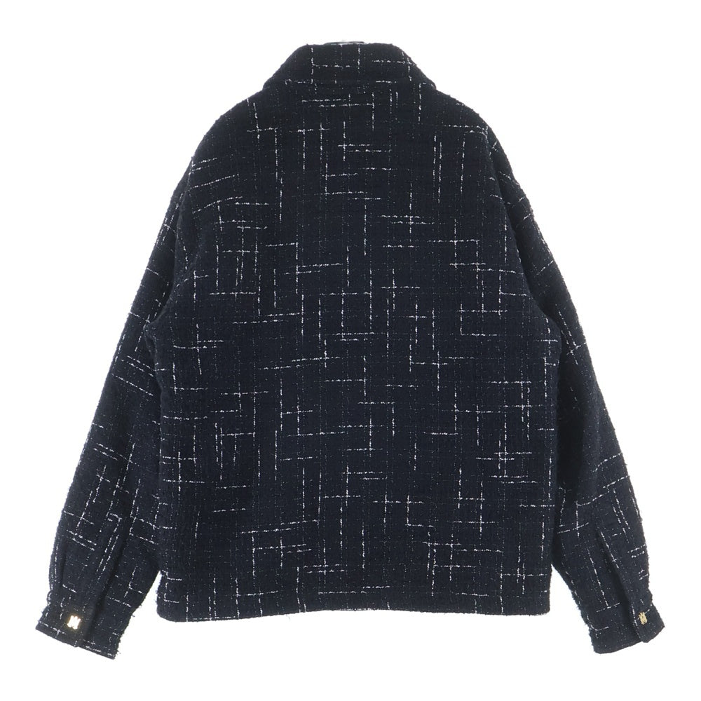 AMIRI(アミリ) Fleck Tweed Padded Overshirt フロントポケット付 ツイードジャケット ブラック AMSTOS1017