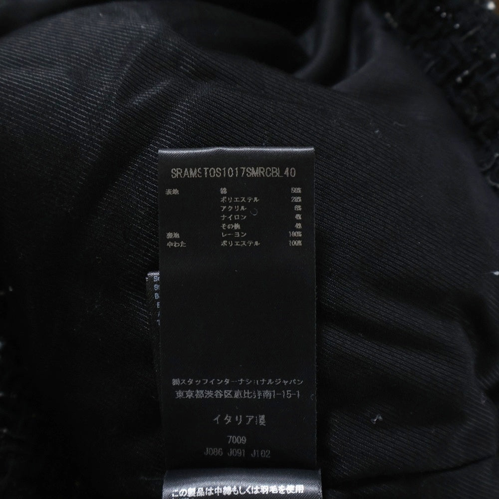 AMIRI(アミリ) Fleck Tweed Padded Overshirt フロントポケット付 ツイードジャケット ブラック AMSTOS1017