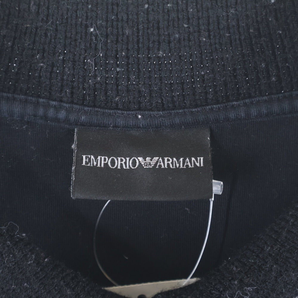 EMPORIO ARMANI(エンポリオアルマーニ) ワンポイント刺繍ロゴ 長袖スウェットシャツ ポロシャツ ブラック 6R1F83 1JHSZ