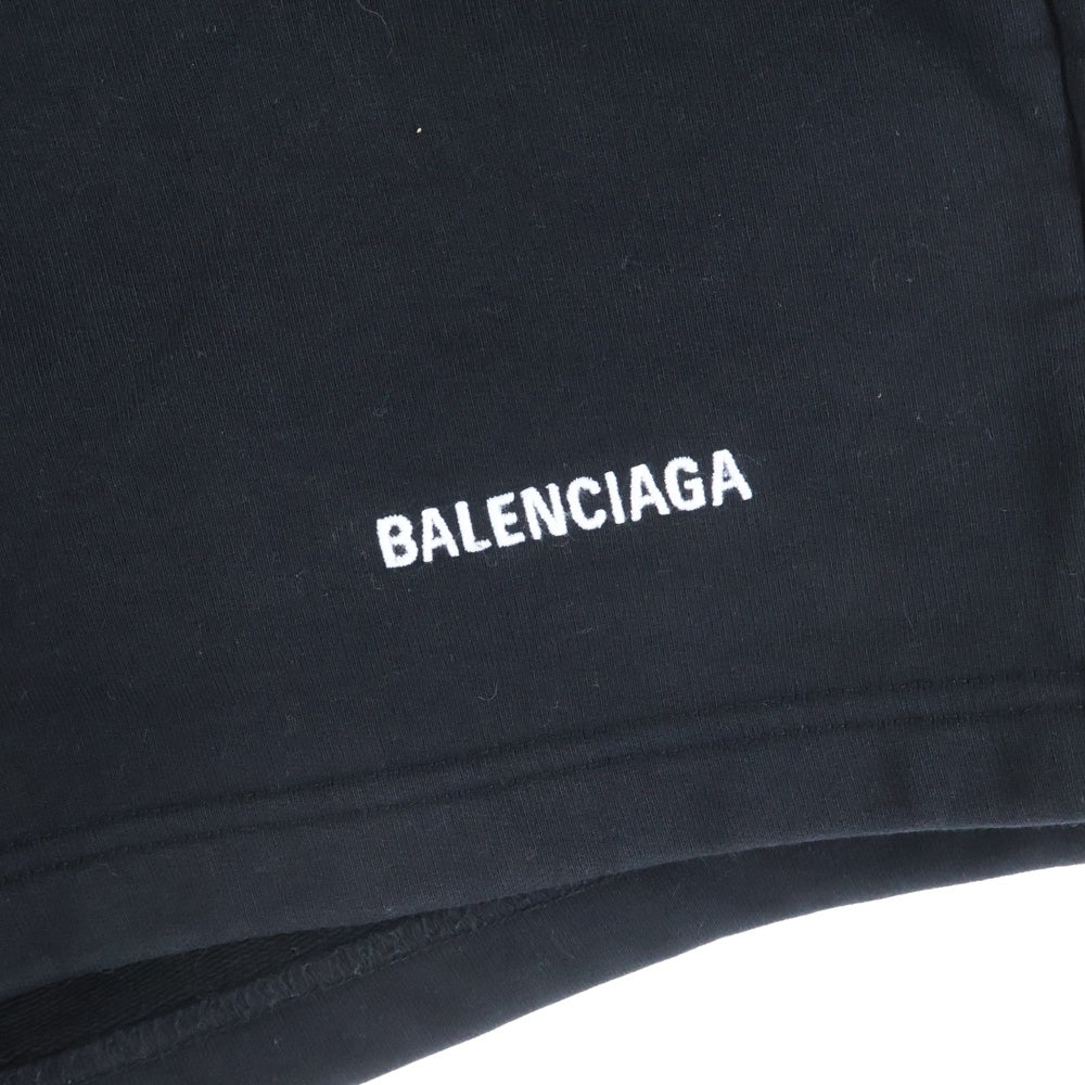 BALENCIAGA(バレンシアガ) ロゴ刺繍 ワイドスウェットハーフパンツ ブラック 674591
