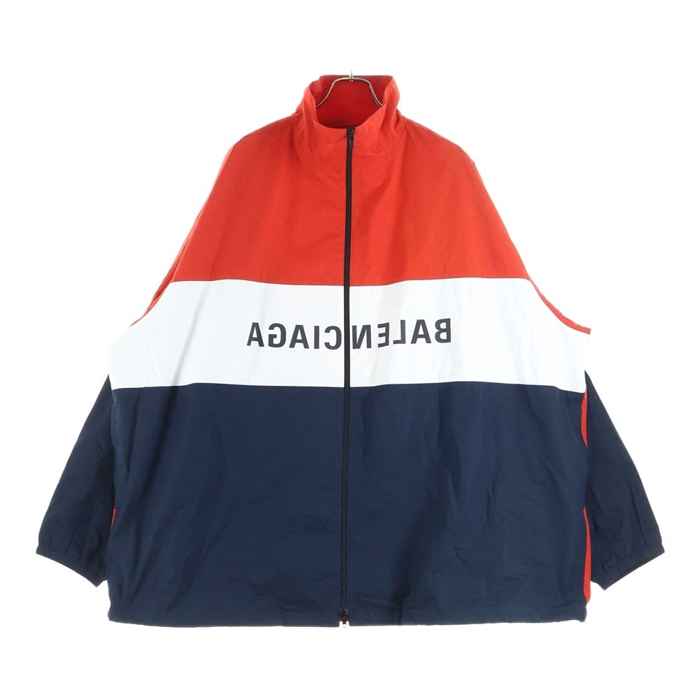 BALENCIAGA(バレンシアガ) 22AW 反転ロゴプリント ジップアップトラックジャケット レッド/ホワイト/ネイビー 725312