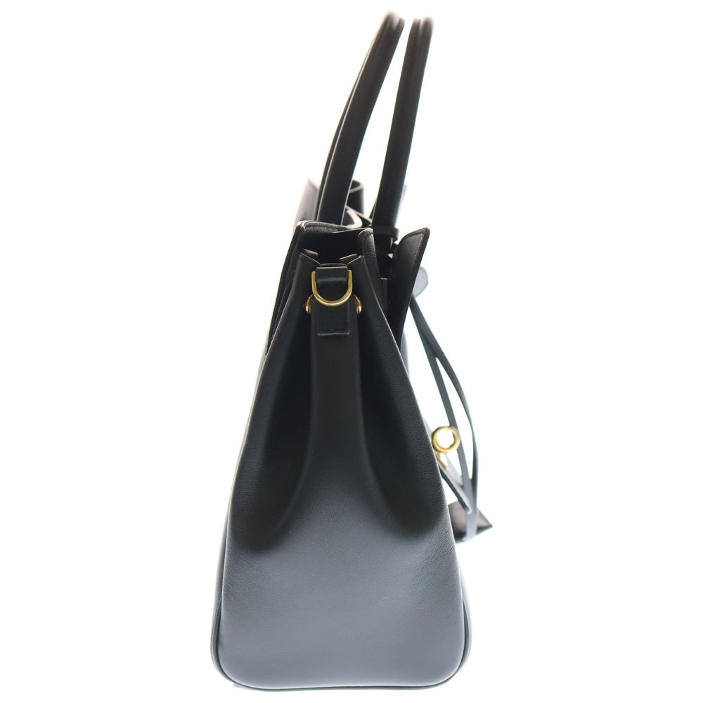 BALENCIAGA(バレンシアガ) Bel Air ベルエア アンティーク調ゴールド金具 スムースカーフスキン ミディアム キャリーオールバッグ ブラック レディース