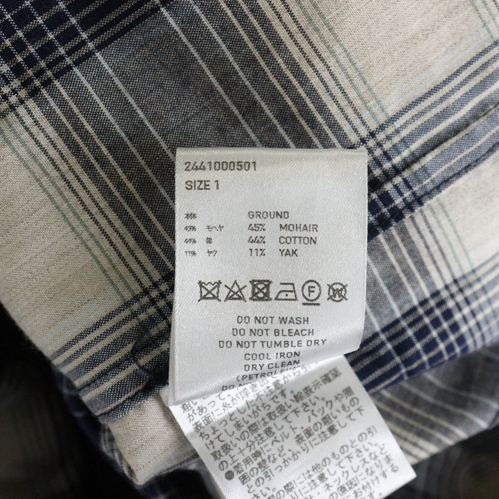 SUGARHILL(シュガーヒル) 24SS YAK OMBRE PLAID OPEN COLLAR BROUSE オンブレチェック オープンカラー長袖シャツ ブルー 2441000501