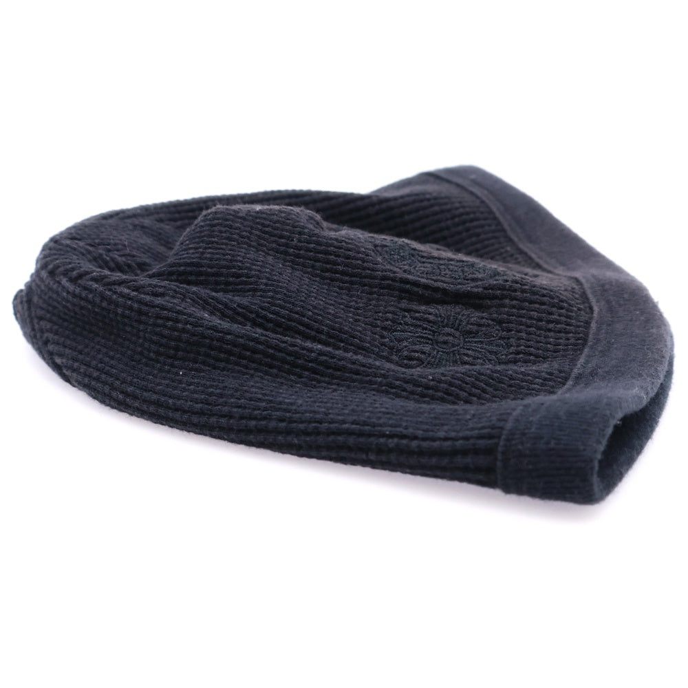 CHROME HEARTS(クロムハーツ) ホースシュー刺繍ロゴ サーマルニットビーニー 帽子 ブラック