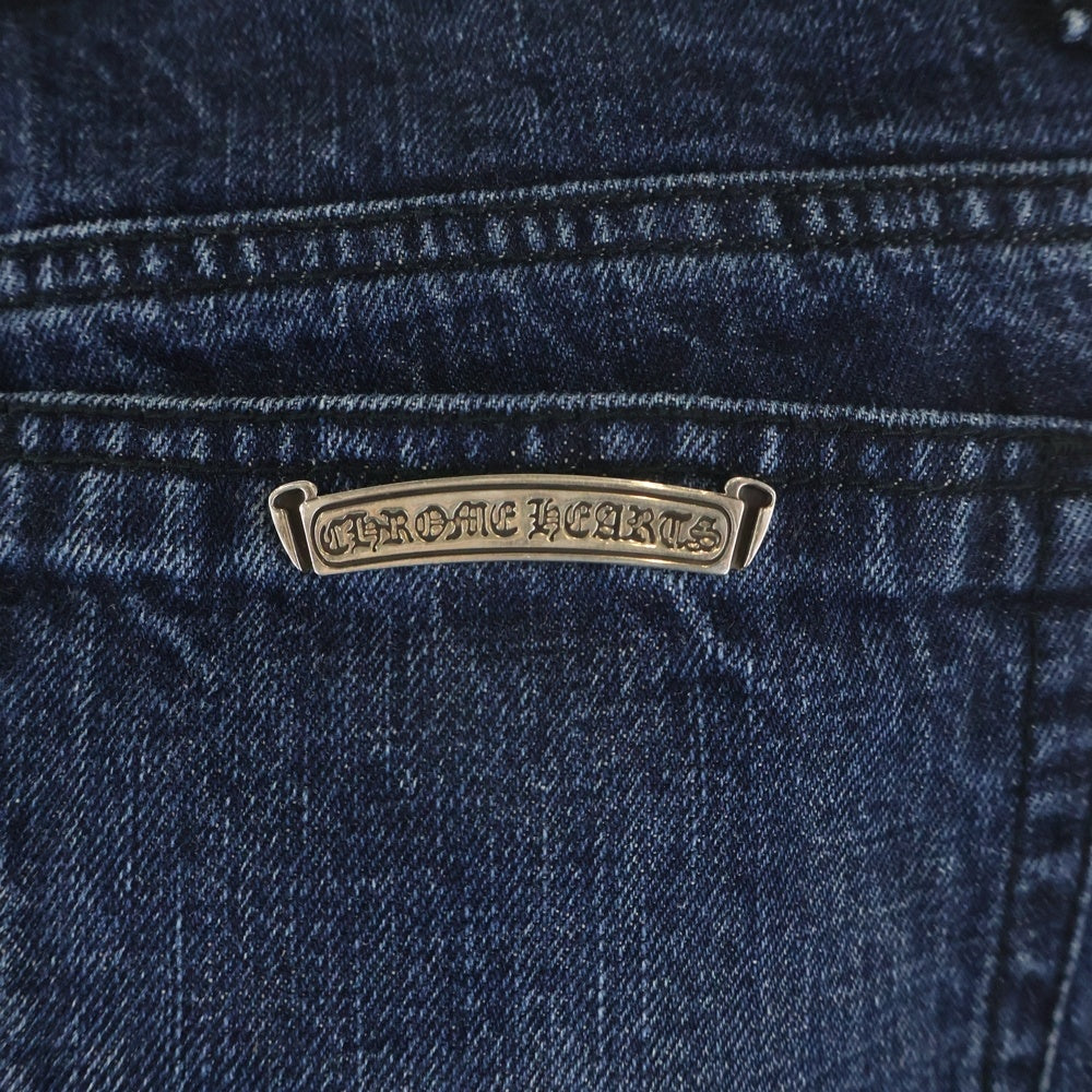 CHROME HEARTS(クロムハーツ) Flare Knee Cross Leather Patch Jeans フレアニー クロスレザーパッチ デニムパンツ インディゴ