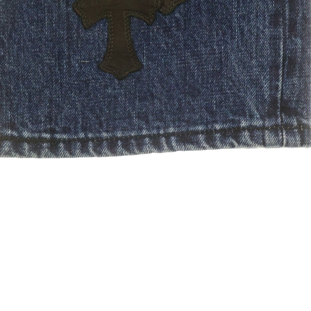CHROME HEARTS(クロムハーツ) Flare Knee Cross Leather Patch Jeans フレアニー クロスレザーパッチ デニムパンツ インディゴ