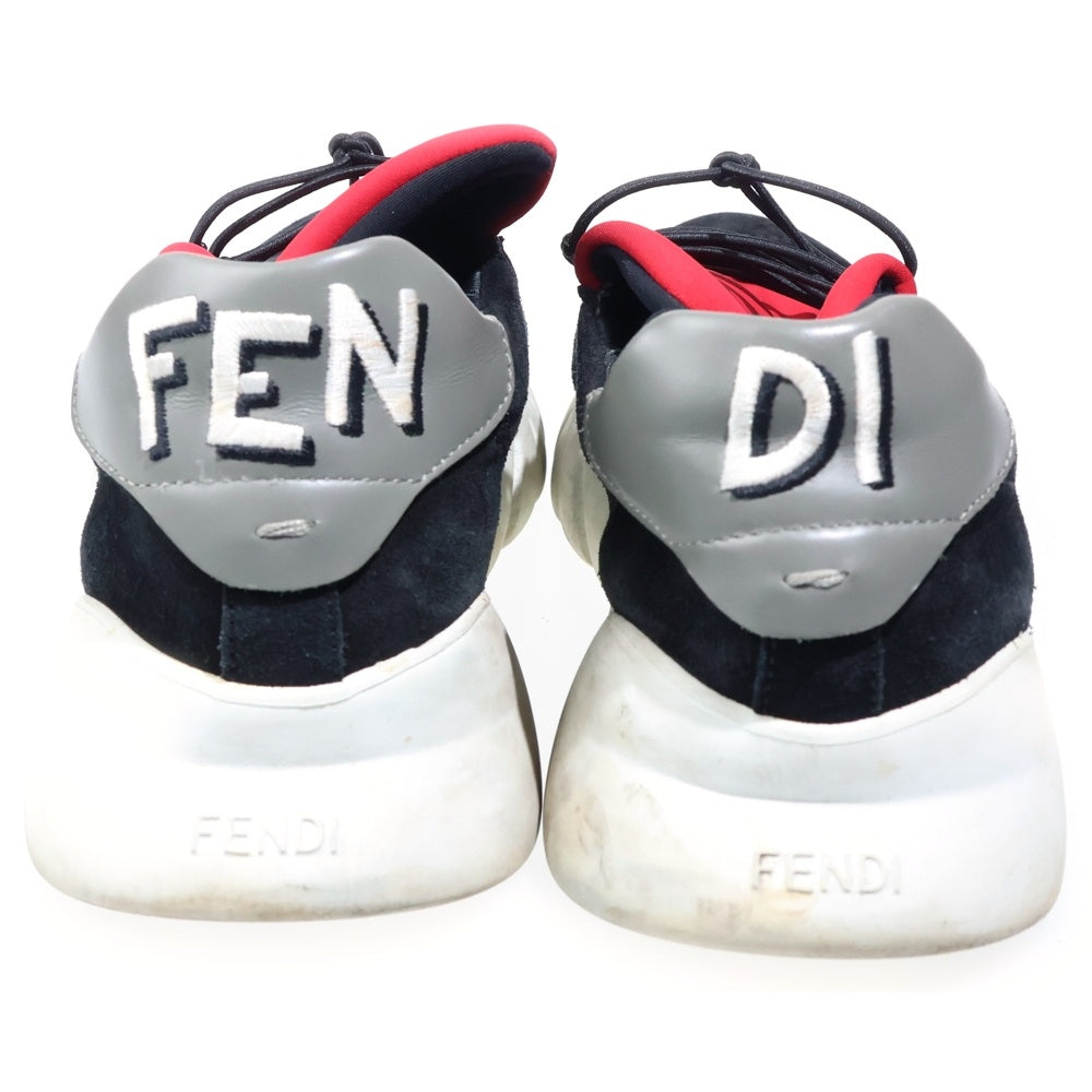 FENDI(フェンディ) スウェード ローカットスニーカー ブラック/レッド 7E1174