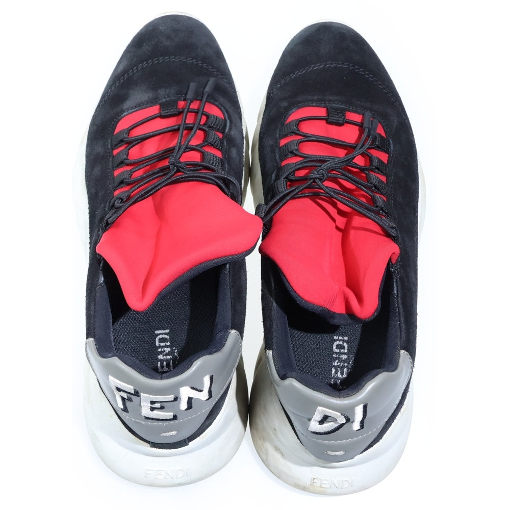 FENDI(フェンディ) スウェード ローカットスニーカー ブラック/レッド 7E1174