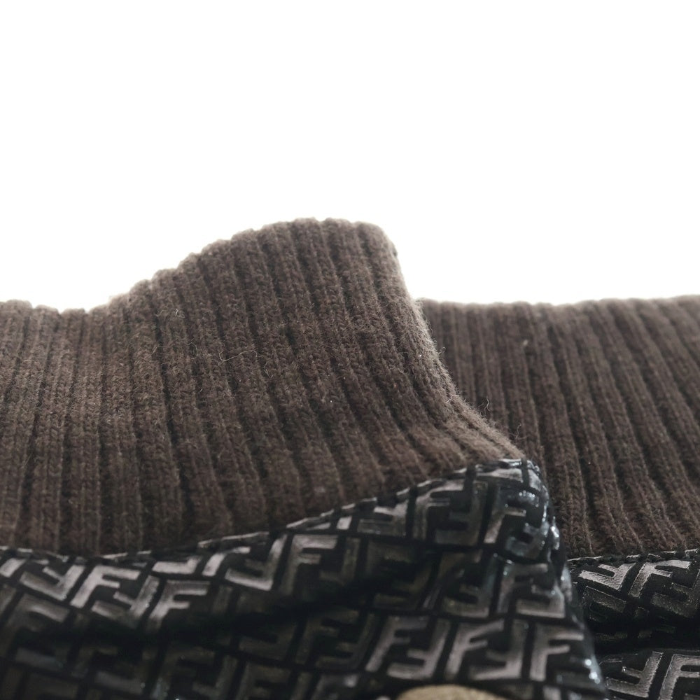 FENDI(フェンディ) 総ズッカ柄 キャンバス切り替えウール 手袋 ブラック/ブラウン FXY081 ABIN M