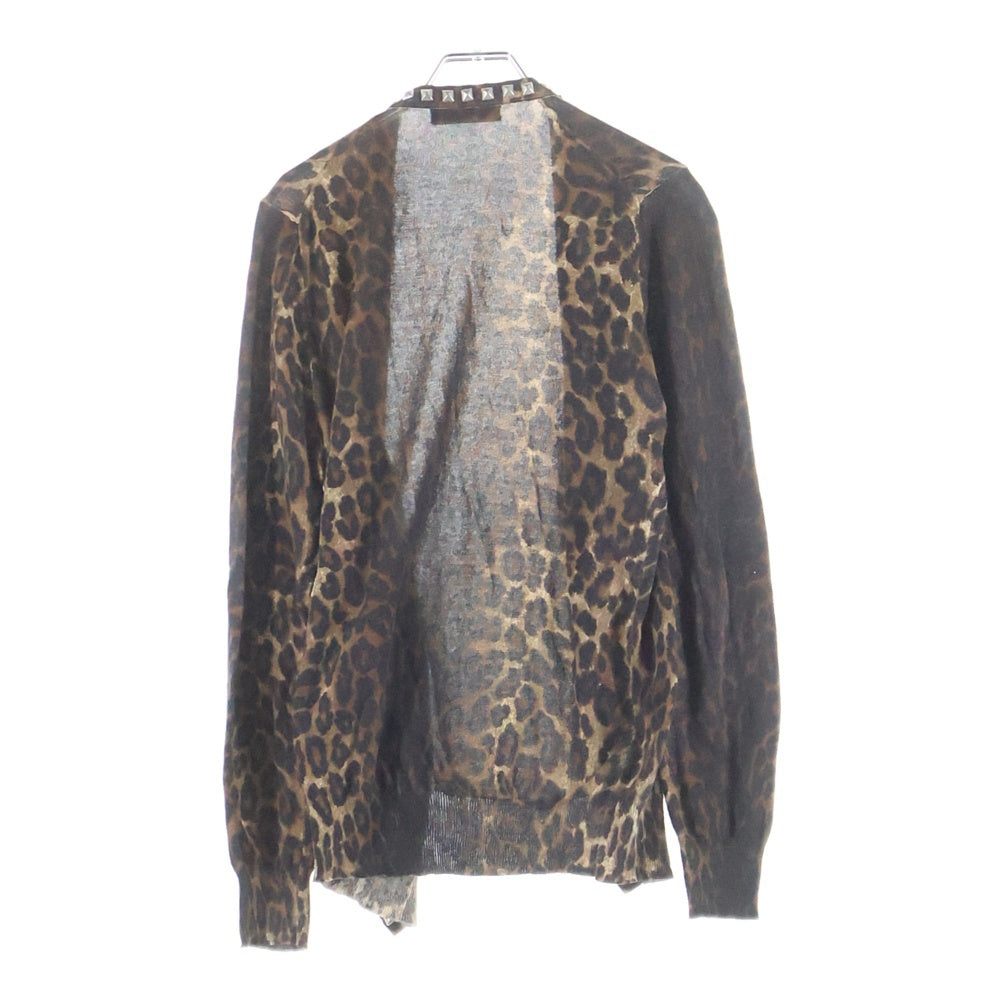 HYSTERIC GLAMOUR(ヒステリックグラマー) スタッズデザイン レオパード総柄 コットン カーディガン マルチカラー 0121ND02