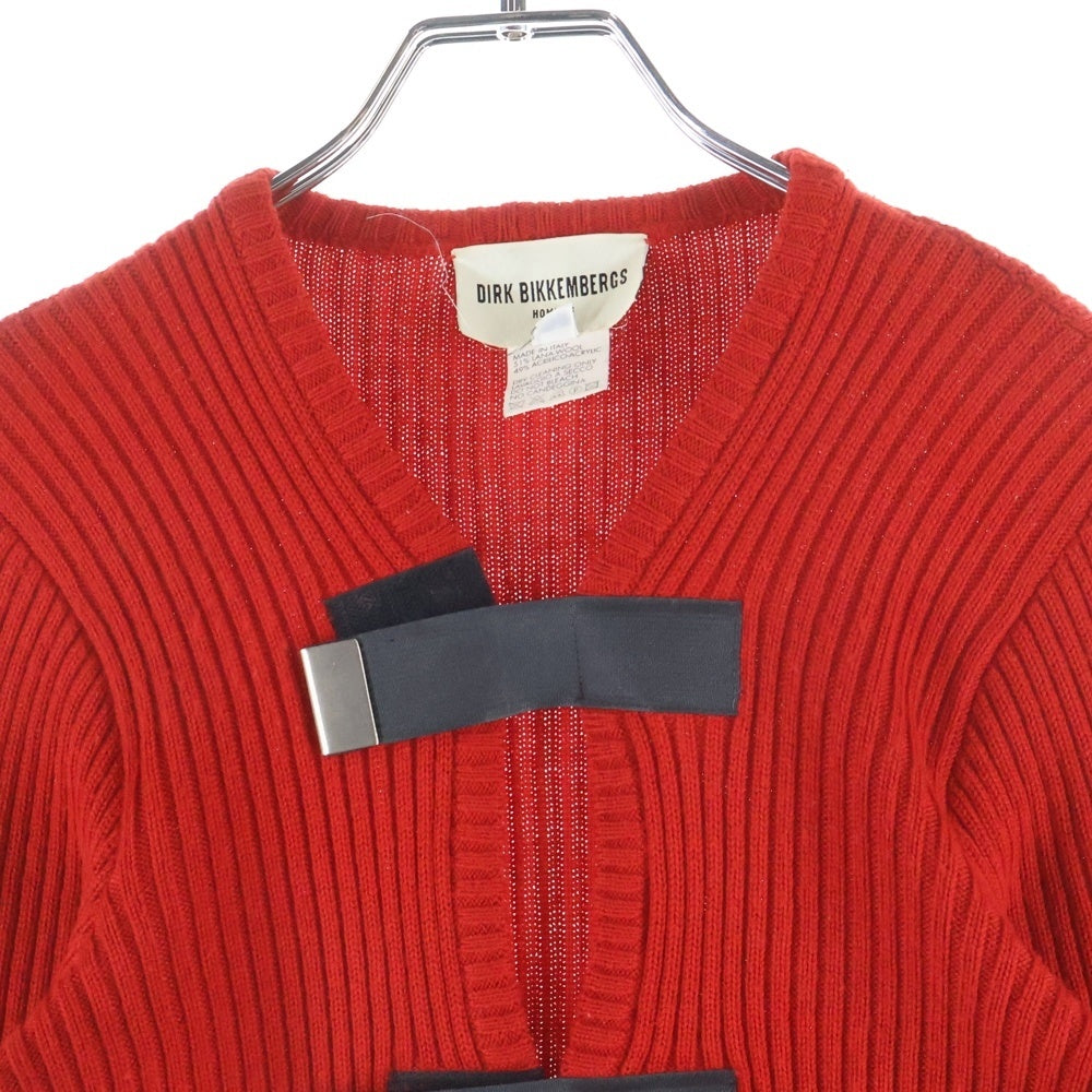 DIRK BIKKEMBERGS(ダークビッケンバーグ) テープデザイン ウール混 カーディガン レディース レッド