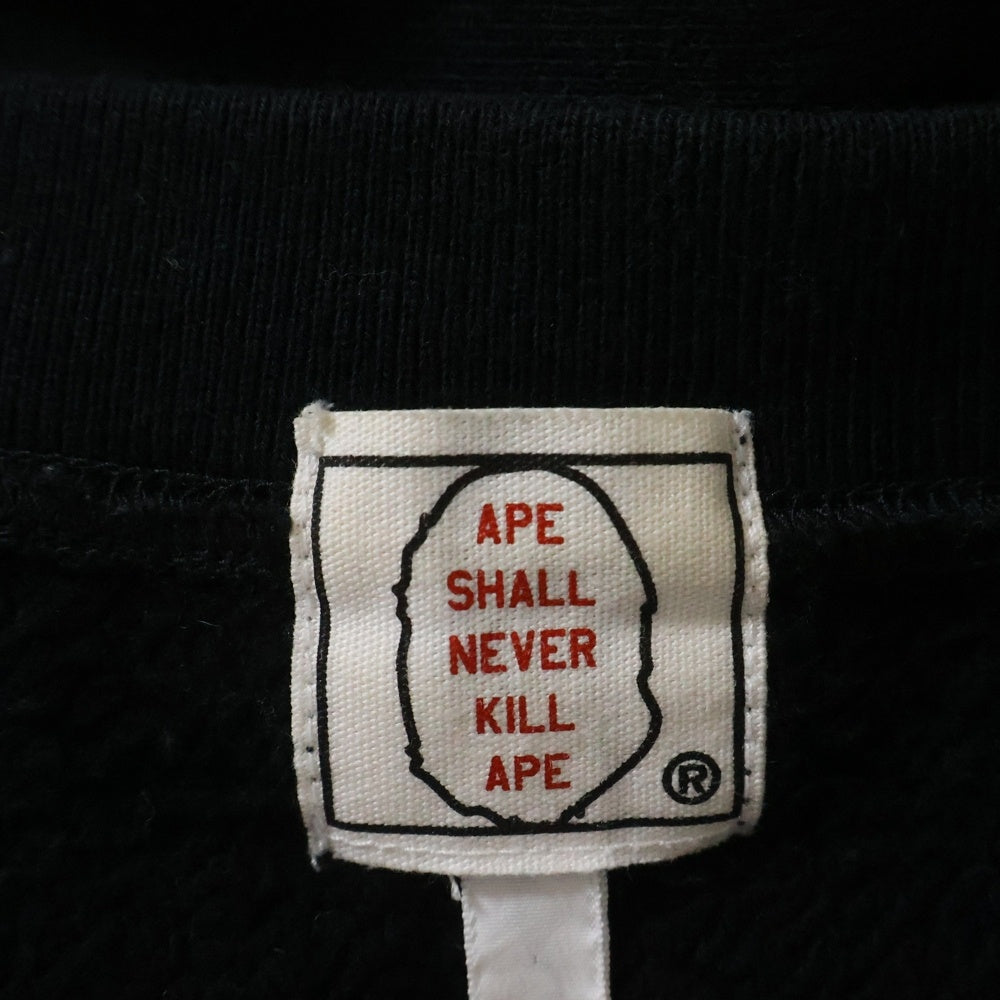 A BATHING APE(アベイシングエイプ) Swarovski Crystal Logo Crewneck スワロフスキーロゴ クルーネック長袖スウェットトレーナー ブラック