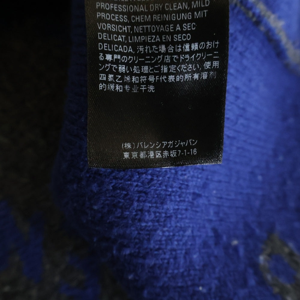 BALENCIAGA(バレンシアガ) 総柄ロゴ ウール素材 クルーネックニットセーター ネイビー/ブルー 623283T1567