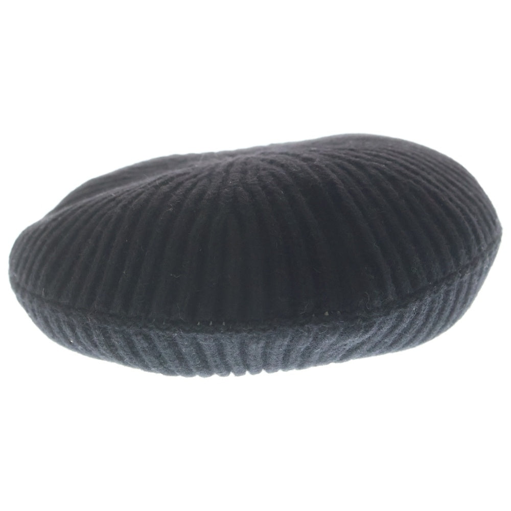 GANNI(ガニー) Structured Rib Beret ウール混 ニットベレー帽 ブラック