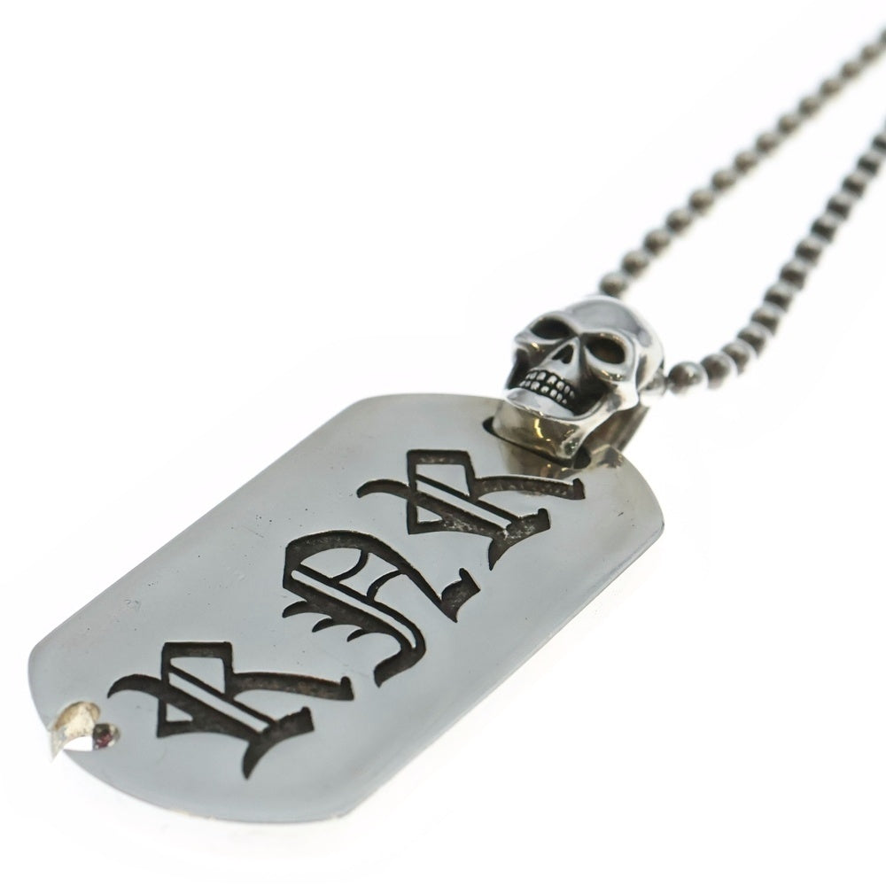 NO BRAND(ノーブランド) L.E.C.J. スカルベイルR&R刻印ドッグタグ チェーンネックレス シルバー