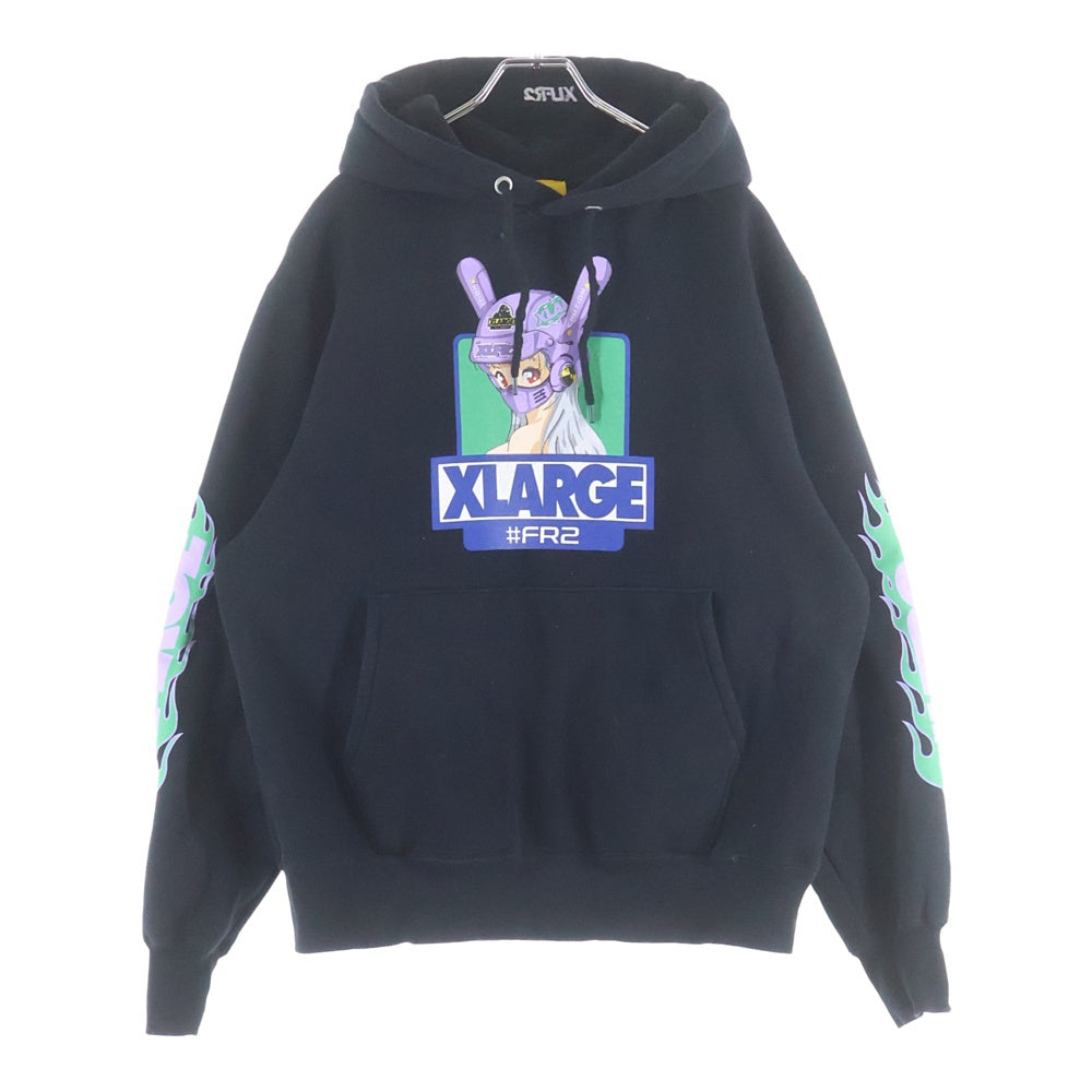 FR2(エフアールツー) ×XLARGE Biker Girl バイカーガール フロント アームプリント フーディーパーカー ブラック