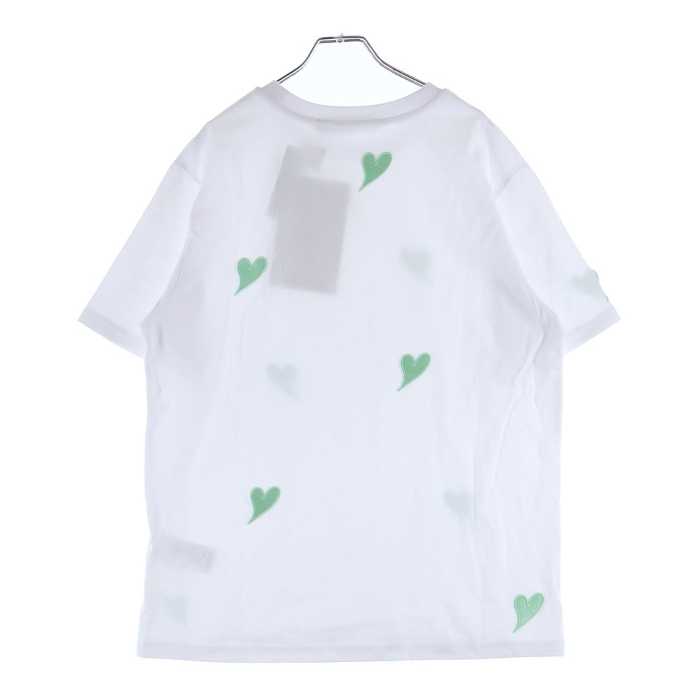 KIMHEKIM(キムヘキム) ハート刺繍 クルーネック半袖Tシャツカットソー ホワイト/グリーン SS25-ZF5JS01-WG