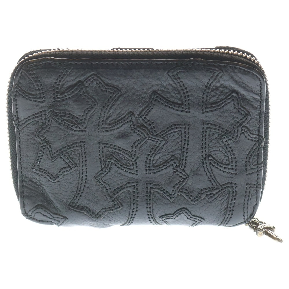 CHROME HEARTS(クロムハーツ) BBY BANK ROBBER バンクローバー セメタリークロスパッチラウンドジップ コンパクトレザーウォレット 財布 ブラック