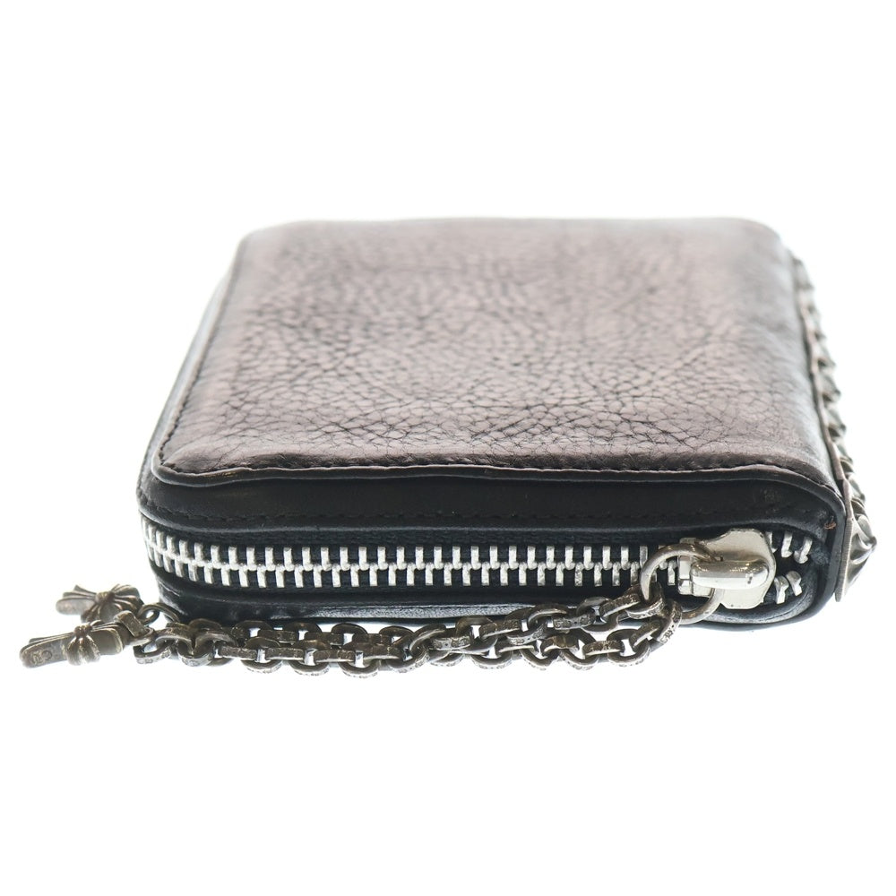 CHROME HEARTS(クロムハーツ) 3 SIDE ZIP 3サイドジップ サイドピラミッドスタッズ レザーコンパクトウォレット ブラック