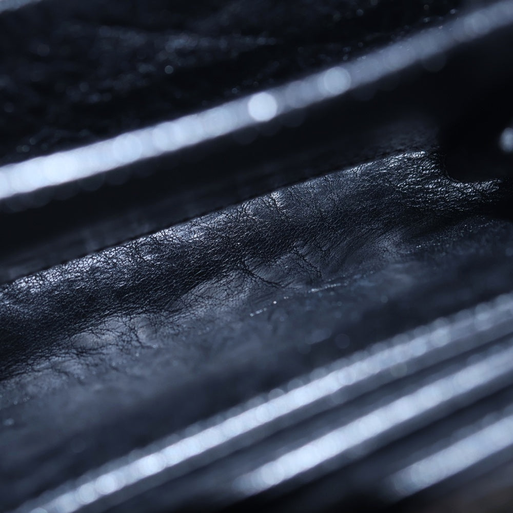 CHROME HEARTS(クロムハーツ) 3 SIDE ZIP 3サイドジップ サイドピラミッドスタッズ レザーコンパクトウォレット ブラック