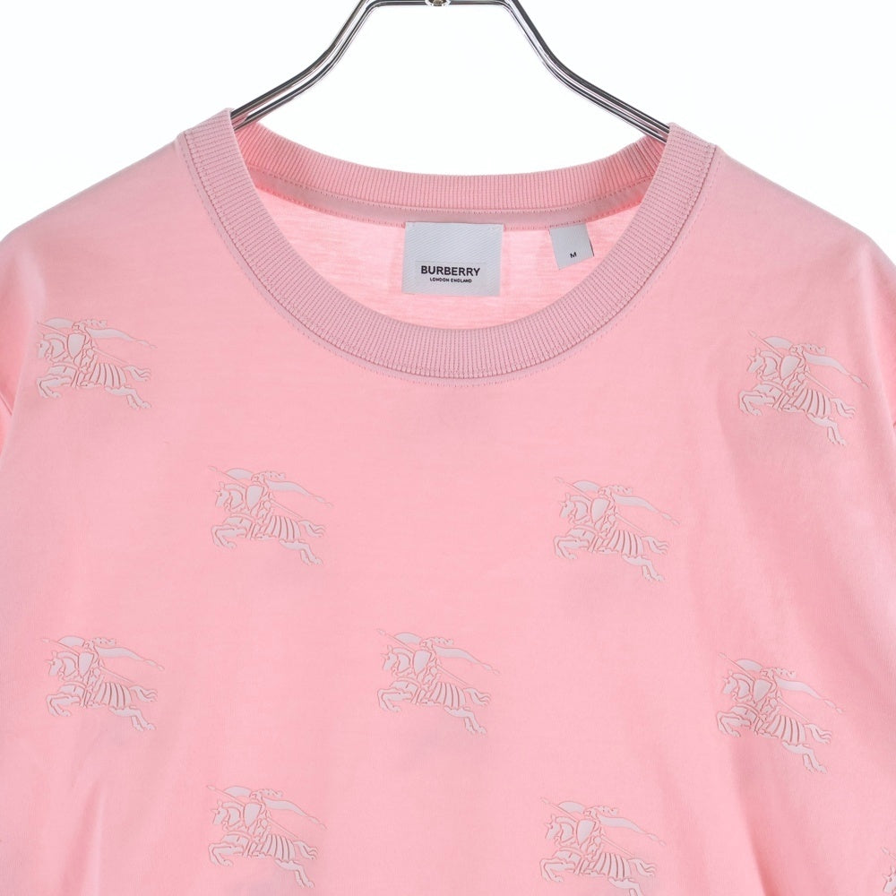 BURBERRY(バーバリー) ブランドロゴ 総柄 クルーネック半袖Tシャツカットソー ピンク レディース 8071634