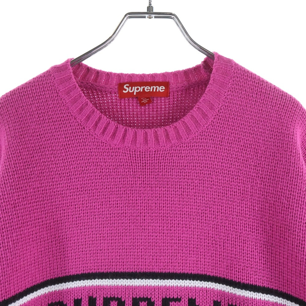 SUPREME(シュプリーム) 23AW Chest Stripe Sweater チェストストライプクルーネックニットセーター ピンク