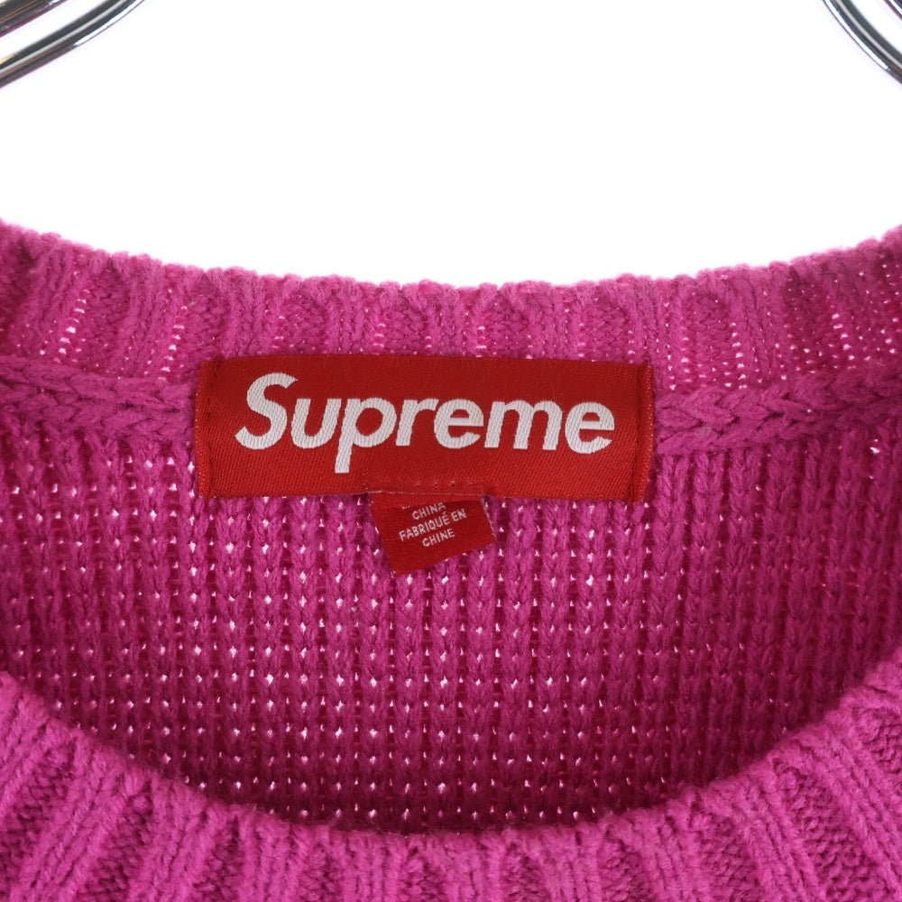 SUPREME(シュプリーム) 23AW Chest Stripe Sweater チェストストライプクルーネックニットセーター ピンク