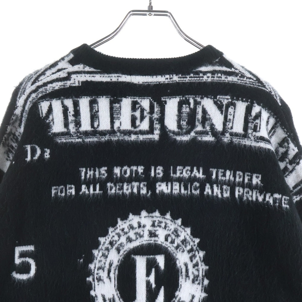 SUPREME(シュプリーム) 25SS Money Sweater 総柄マネーモチーフ クルーネック長袖ニットセーター ブラック