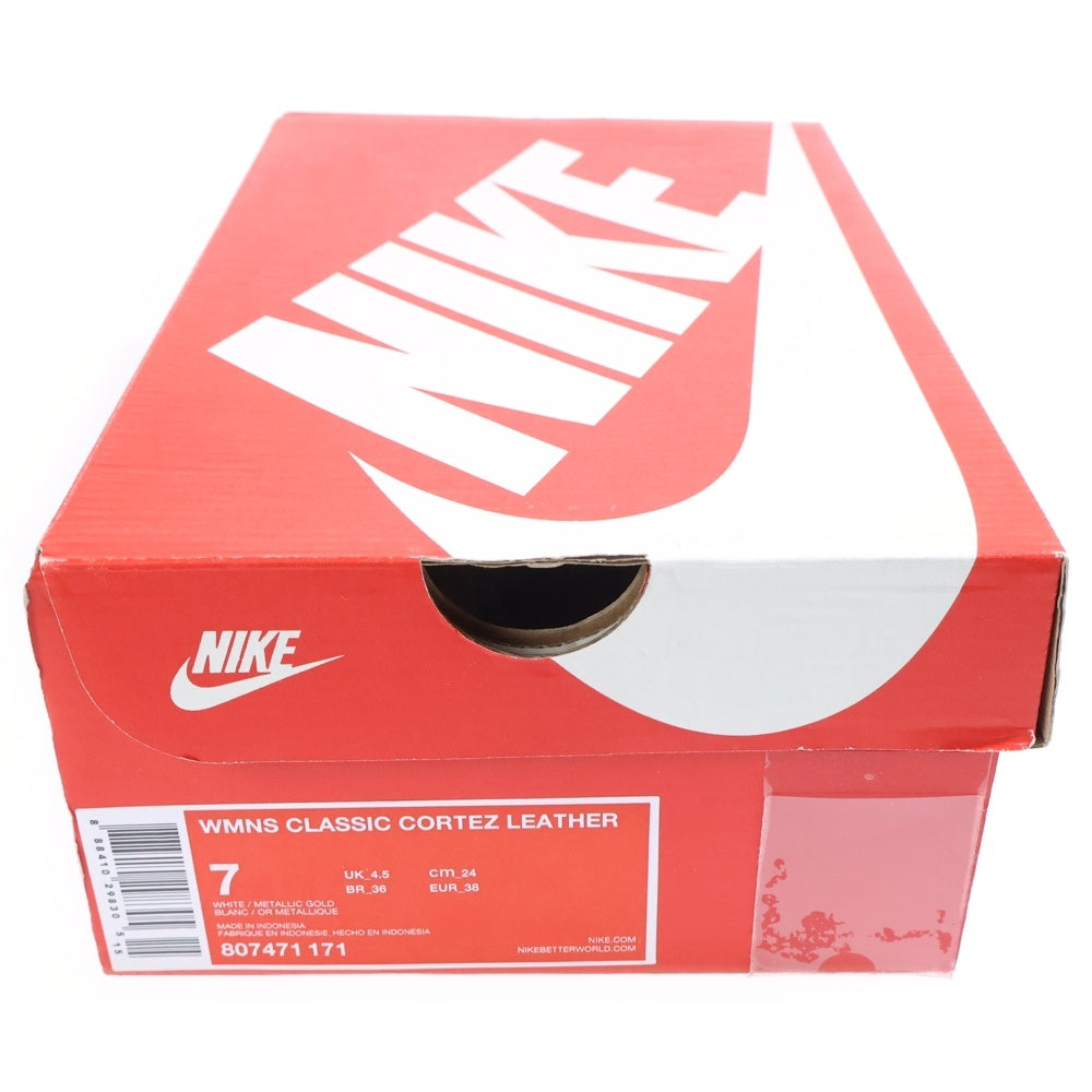 NIKE(ナイキ) WMNS CLASSIC CORTEZ LEATHER ウィメンズ クラシック コルテッツ レザー ローカットスニーカー ホワイト/ゴールド US7/24cm 807471-171 レディース