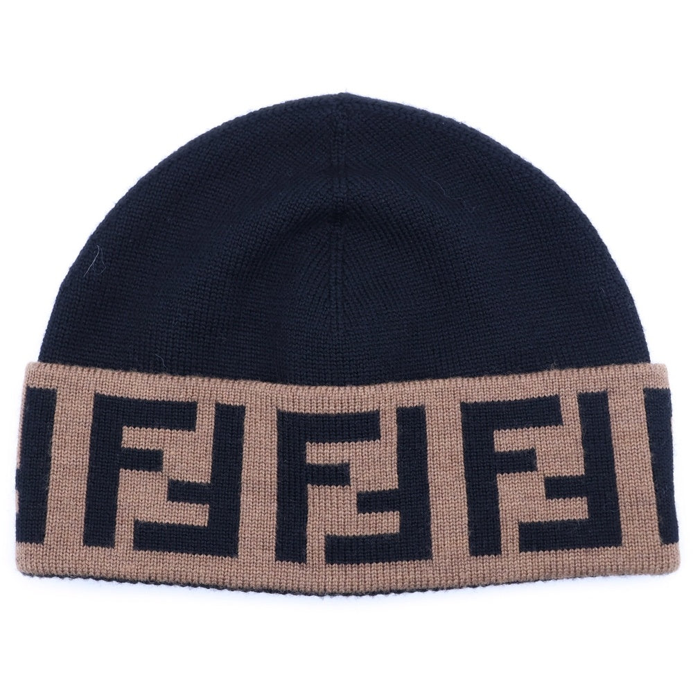 FENDI(フェンディ) FFロゴ ウールニットキャップ ブラック/ブラウン FXQ955 AMR5 F0ZC4