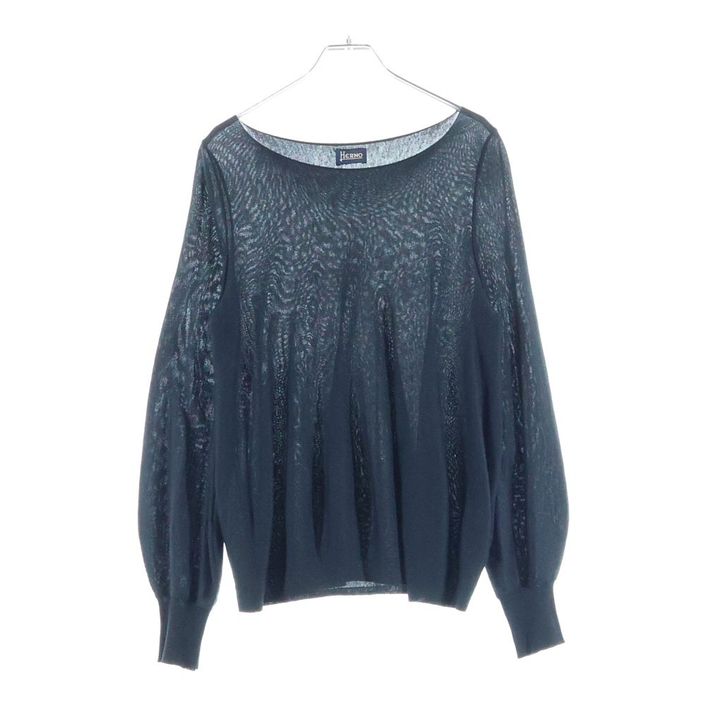 HERNO(ヘルノ) カシミヤ混 ノーカラー長袖ニット レディース ブラック 02C001HVV-42001-9300