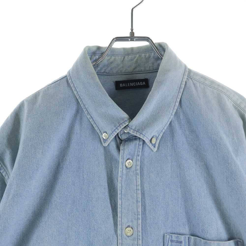 BALENCIAGA(バレンシアガ) 19SS Back Logo Denim Shirt バックロゴオーバーサイズデニムシャツ ライトブルー 557578 TYE24