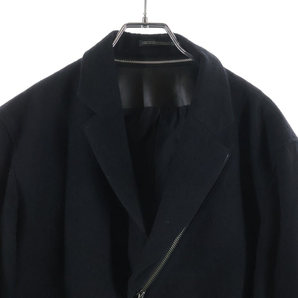Yohji Yamamoto POUR HOMME(ヨウジヤマモト プールオム) ジップデザイン 3B ウールテーラードジャケット ブラック HF-J24-137