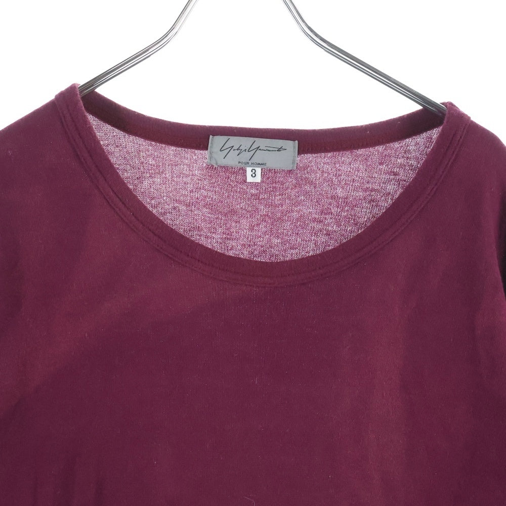 Yohji Yamamoto POUR HOMME(ヨウジヤマモト プールオム) レーヨン混 クルーネック半袖Tシャツカットソー バーガンディ HJ-T04-260