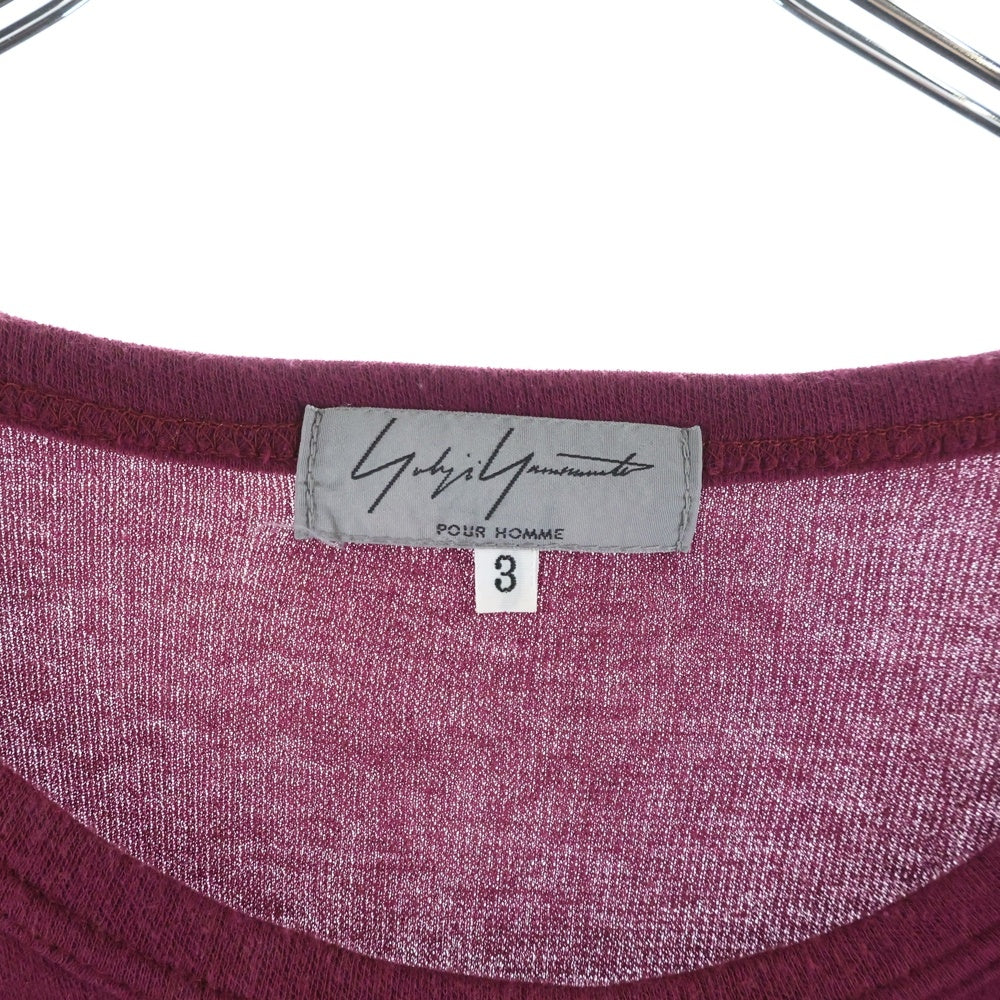 Yohji Yamamoto POUR HOMME(ヨウジヤマモト プールオム) レーヨン混 クルーネック半袖Tシャツカットソー バーガンディ HJ-T04-260