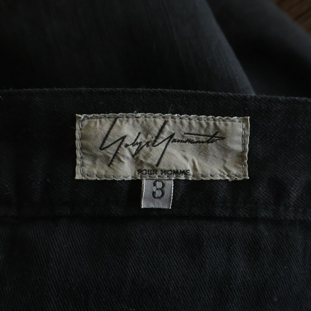 Yohji Yamamoto POUR HOMME(ヨウジヤマモト プールオム) ストレート コットン ブラックデニムパンツ ブラック HP-P70-027