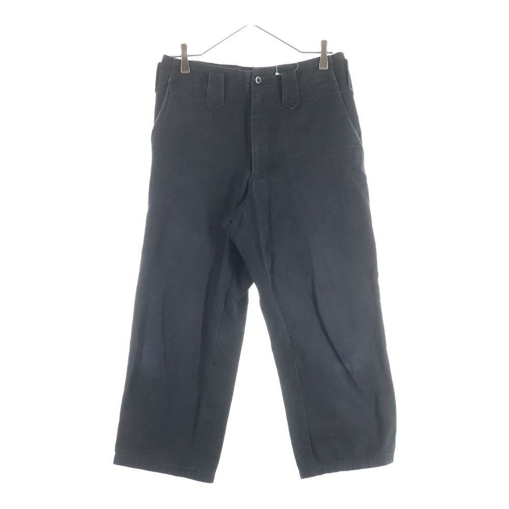 Yohji Yamamoto POUR HOMME(ヨウジヤマモト プールオム) ベルトループデザイン コットン ワイドパンツ ブラック