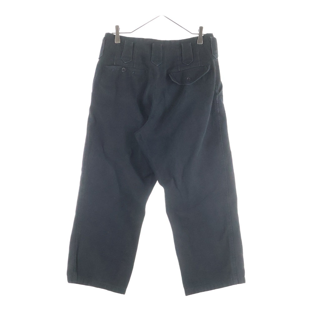 Yohji Yamamoto POUR HOMME(ヨウジヤマモト プールオム) ベルトループデザイン コットン ワイドパンツ ブラック