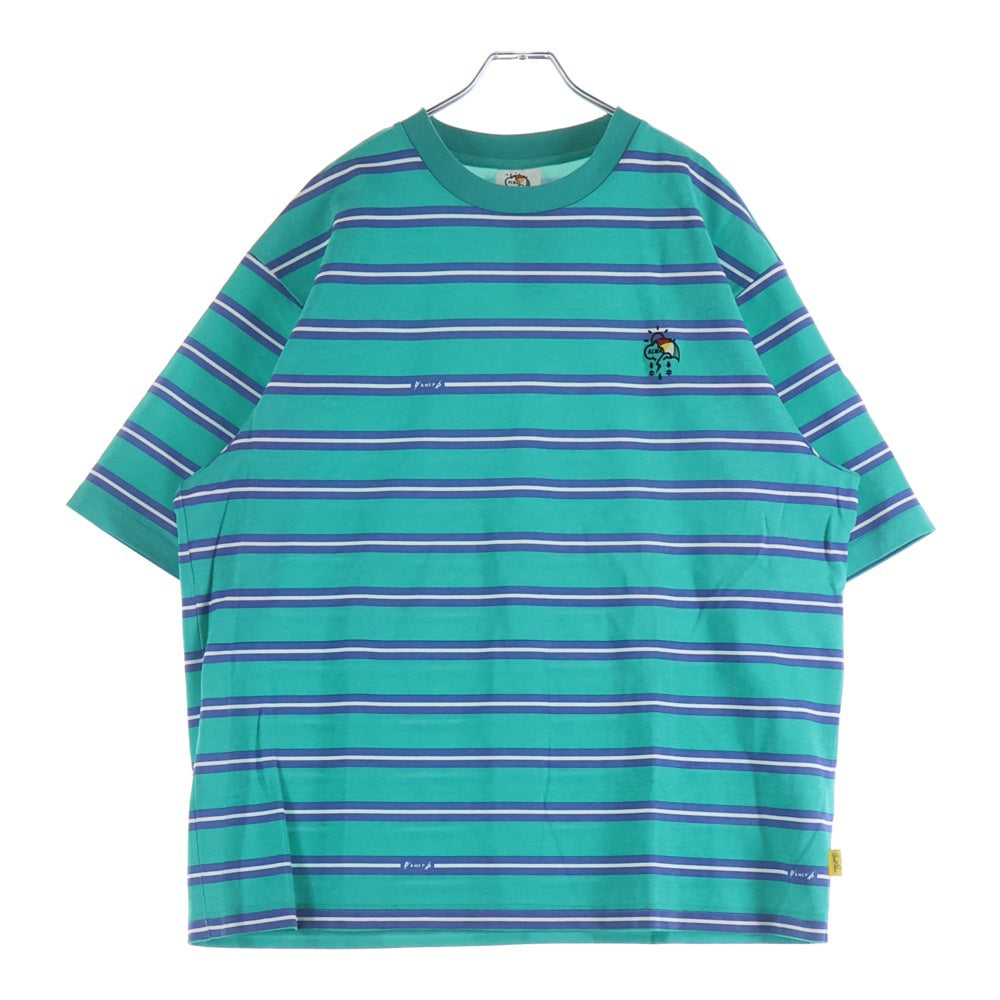 ALWAYTH(オルウェイス) 22SS×Arnold Palmer アーノルドパーマー ストライプ柄 刺繍ロゴ クルーネック 半袖Tシャツ カットソー ブルー AWXP-22SS-003
