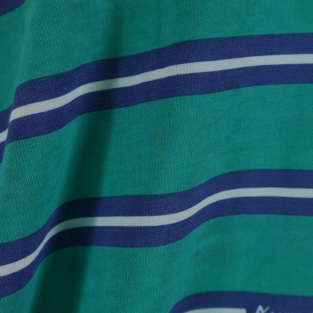 ALWAYTH(オルウェイス) 22SS×Arnold Palmer アーノルドパーマー ストライプ柄 刺繍ロゴ クルーネック 半袖Tシャツ カットソー ブルー AWXP-22SS-003