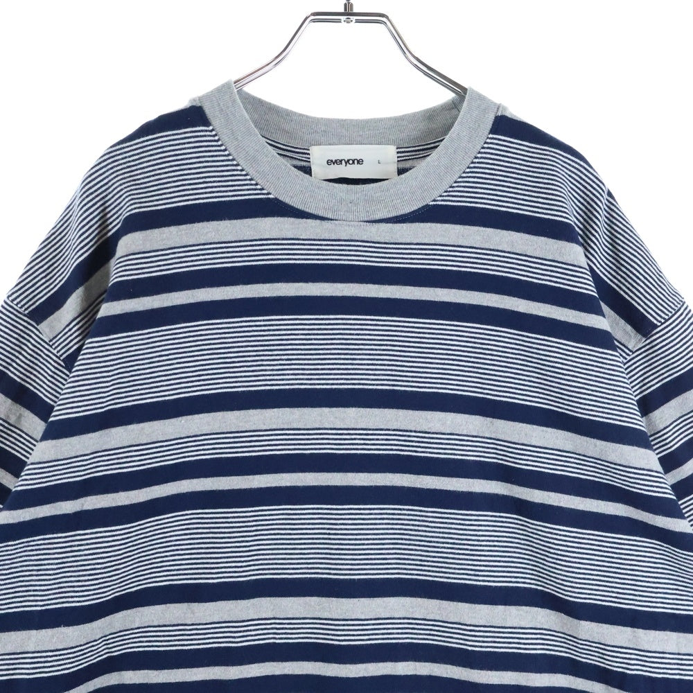 everyone(エブリワン) 24SS ボーダー柄 クルーネック 半袖Tシャツ カットソー グレー/ネイビー EV24-CS19