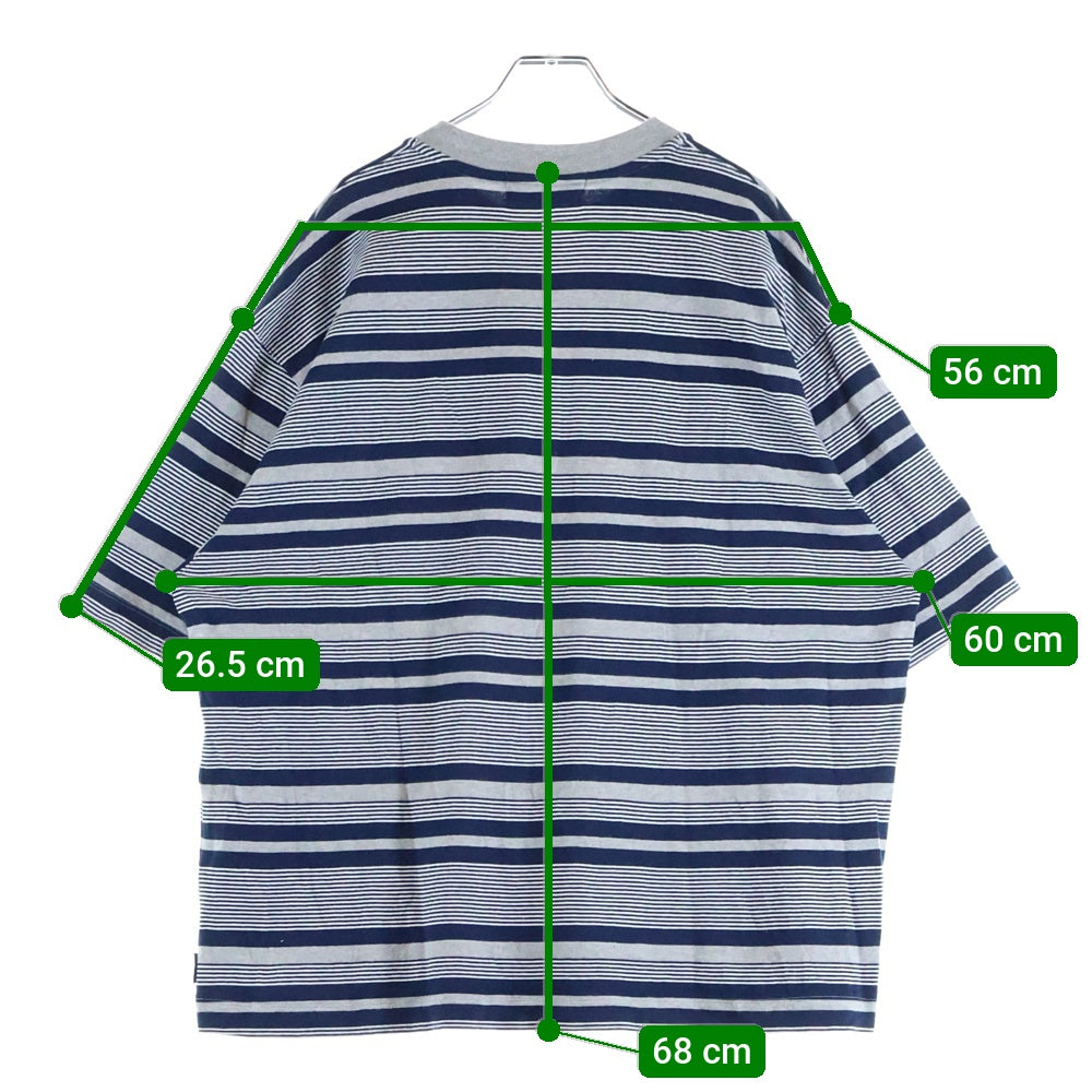 everyone(エブリワン) 24SS ボーダー柄 クルーネック 半袖Tシャツ カットソー グレー/ネイビー EV24-CS19