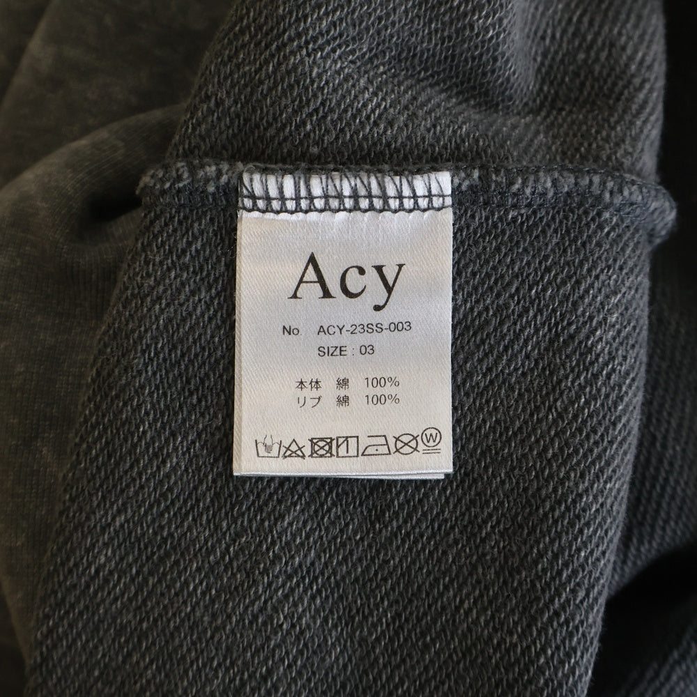 Acy(エイシー) Acy エーシー 23SS刺繍ロゴ 半袖スウェット Tシャツ カットソー グレー ACY-23SS-003