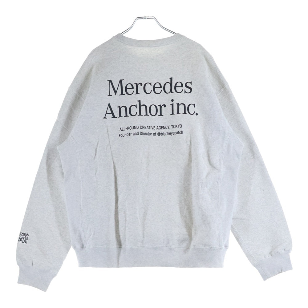 Mercedes Anchor Inc.(メルセデスアンカーインク) フロントプリント クルーネック 長袖スウェットトレーナー グレー