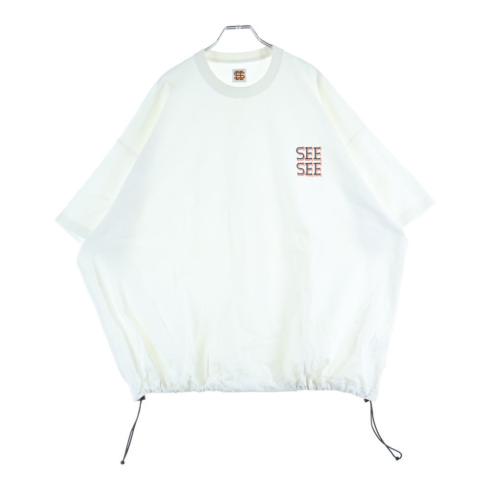 SEE SEE(シーシー) フロントロゴ ドローコード付き クルーネック 半袖Tシャツ カットソー ホワイト