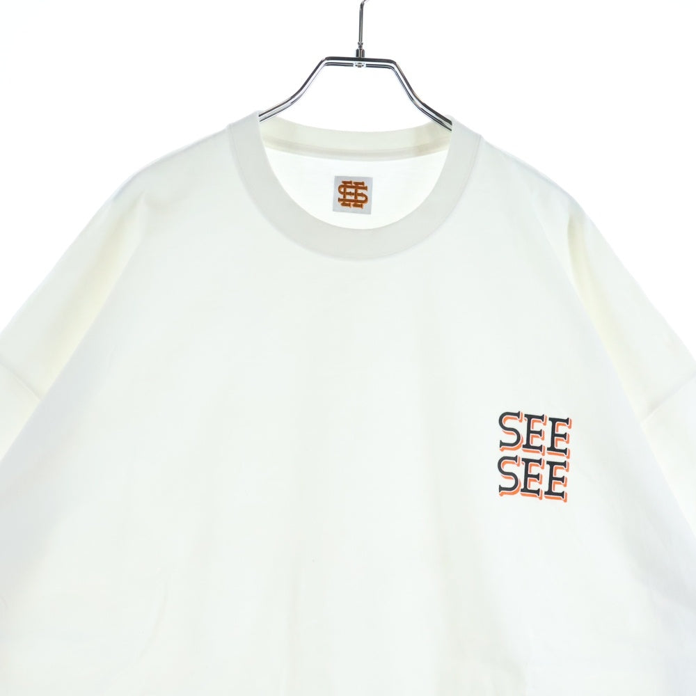 SEE SEE(シーシー) フロントロゴ ドローコード付き クルーネック 半袖Tシャツ カットソー ホワイト